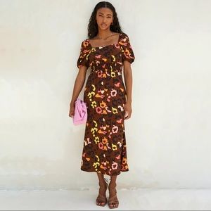 Never Fully Dressed 	Brown Animal Clara Midi Dress size 14